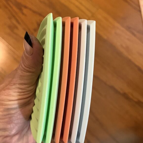Silicone coasters set of six: cream light green and clay. NWOT - Picture 3 of 4